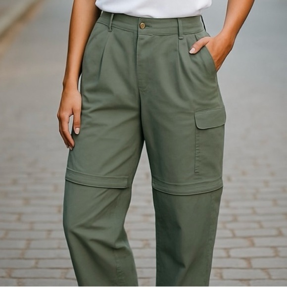 ExOfficio Green Convertible Hiking Pants | Size 10 | Zip-Off Travel - Picture 1 of 8
